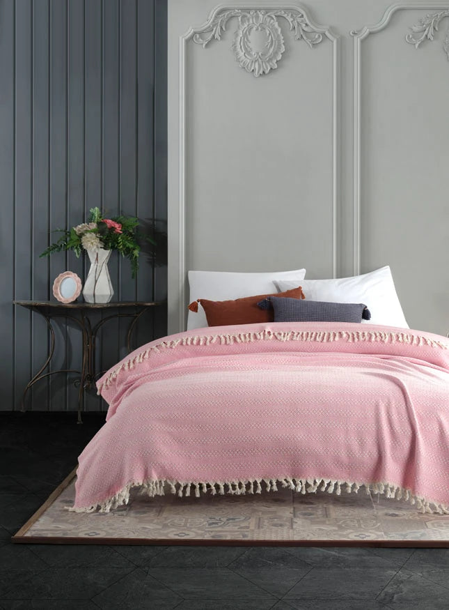 Recycled Cotton Throw Pink