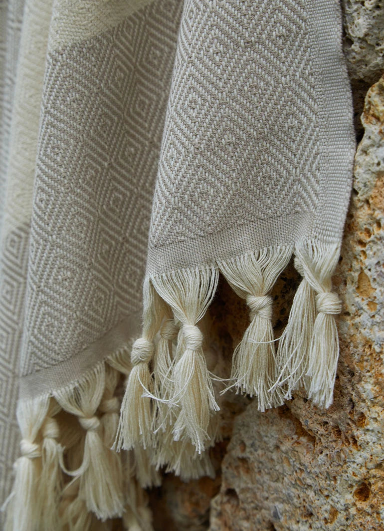 Diamond Pattern Hammam Towel Beige