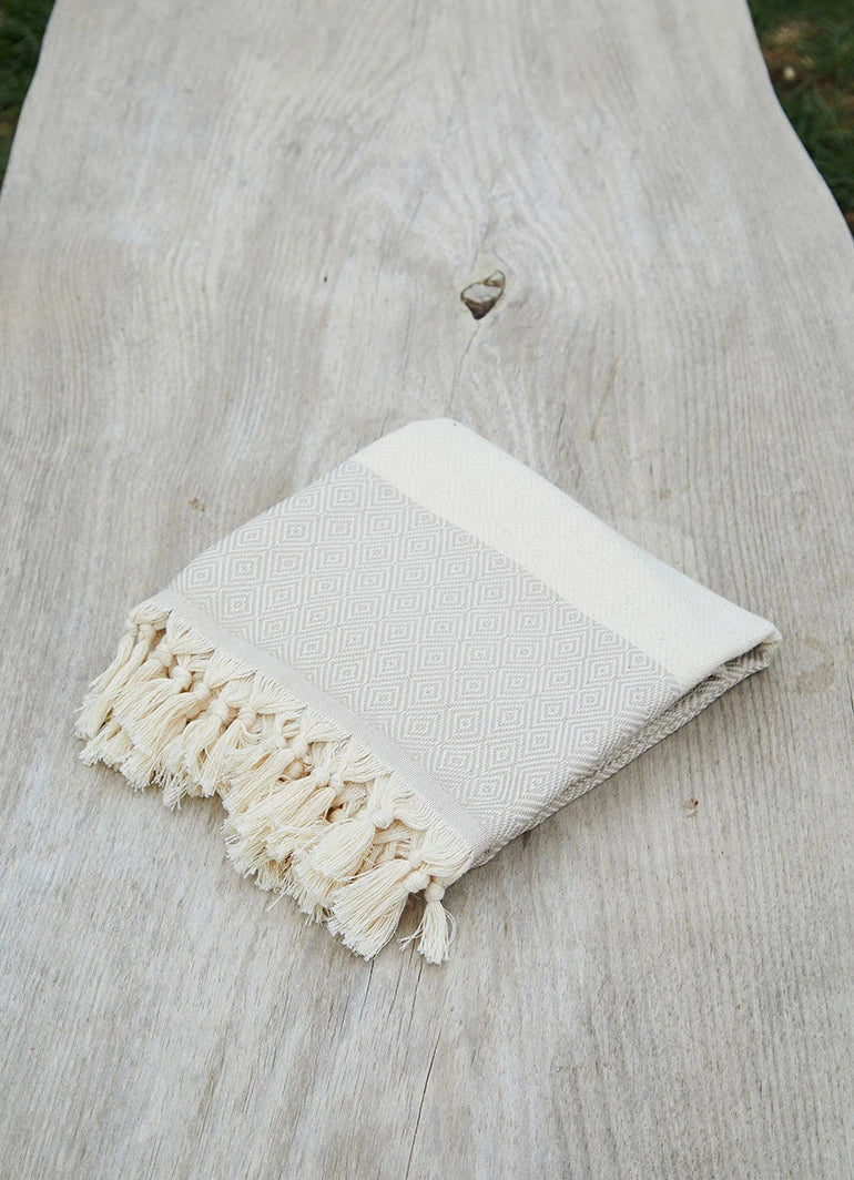 Diamond Pattern Hammam Towel Beige