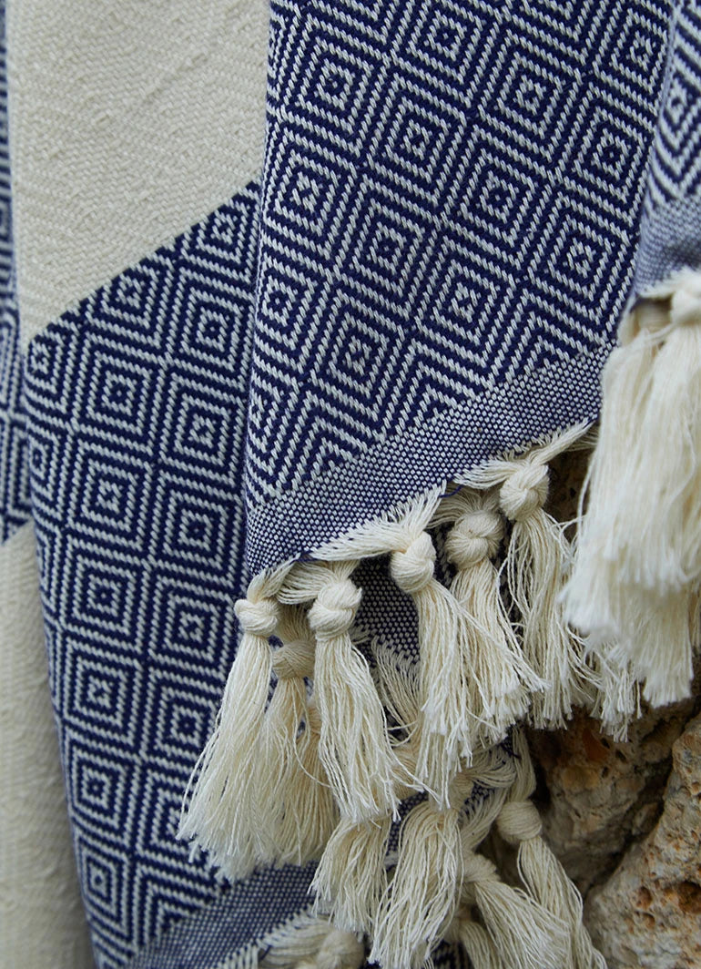 Diamond Pattern Hammam Towel Dark Blue