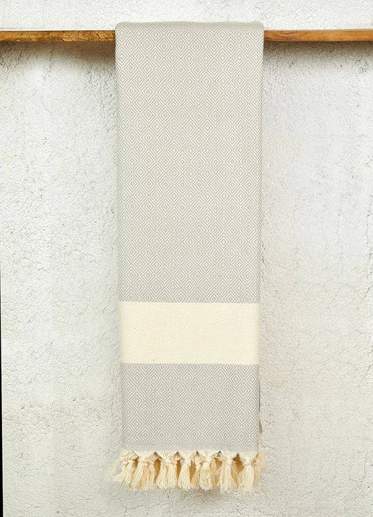 Diamond Pattern Hammam Towel Gray