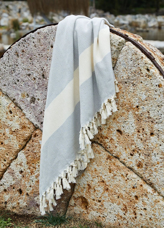 Diamond Pattern Hammam Towel Gray