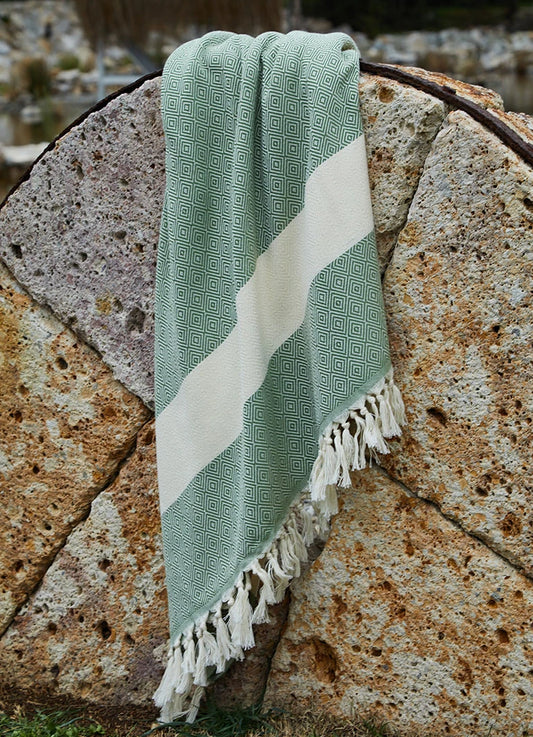 Diamond Pattern Hammam Towel Khaki