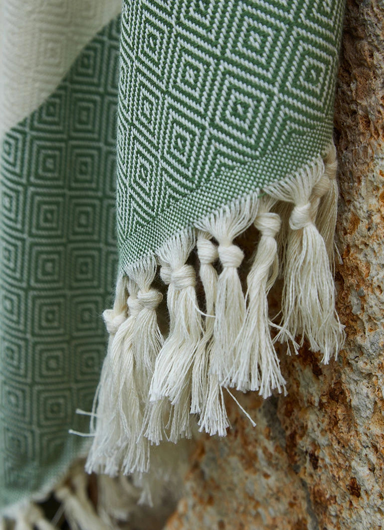 Diamond Pattern Hammam Towel Khaki