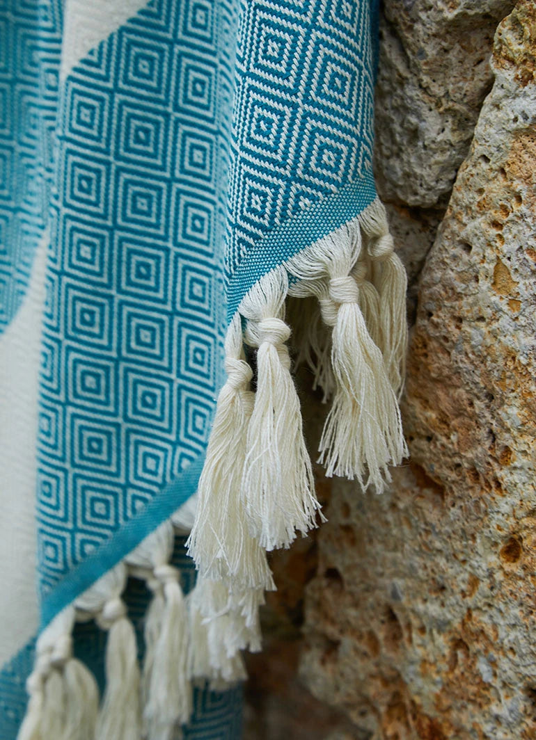 Diamond Pattern Hammam Towel Petrol