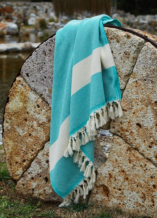 Diamond Pattern Hammam Towel Turquoise