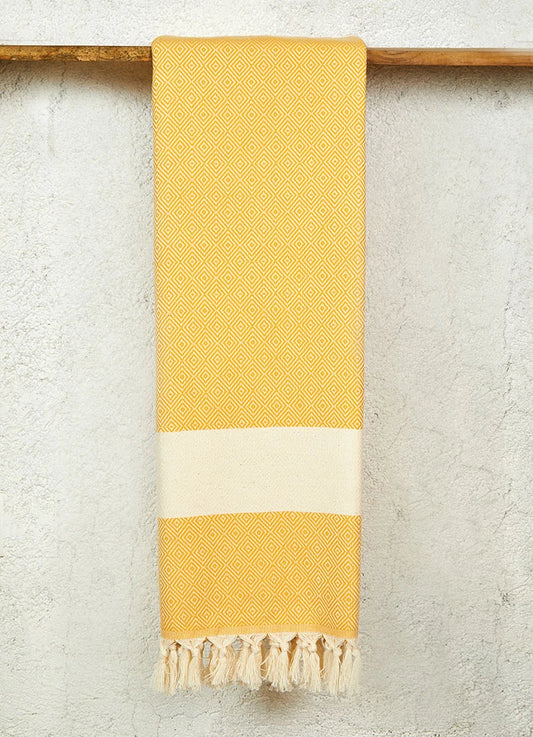 Diamond Pattern Hammam Towel Yellow