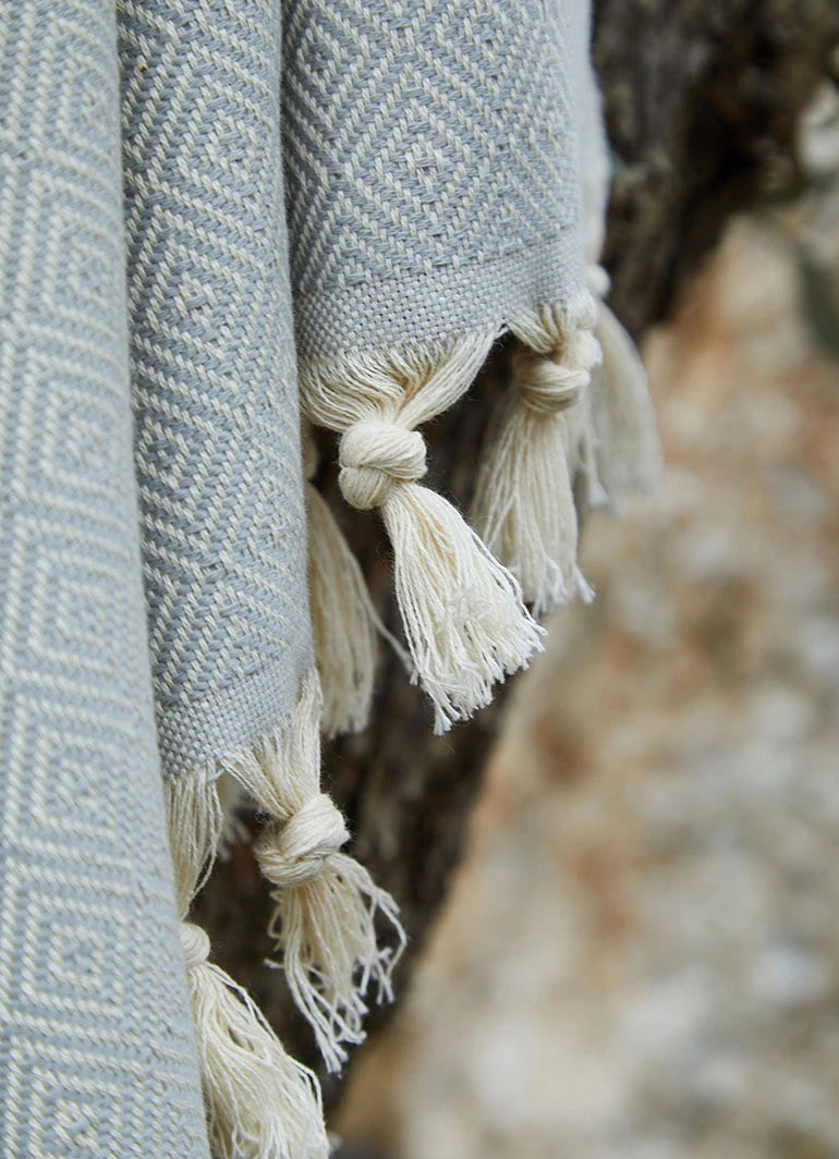 Striped Diamond Pattern Hammam Towel Gray