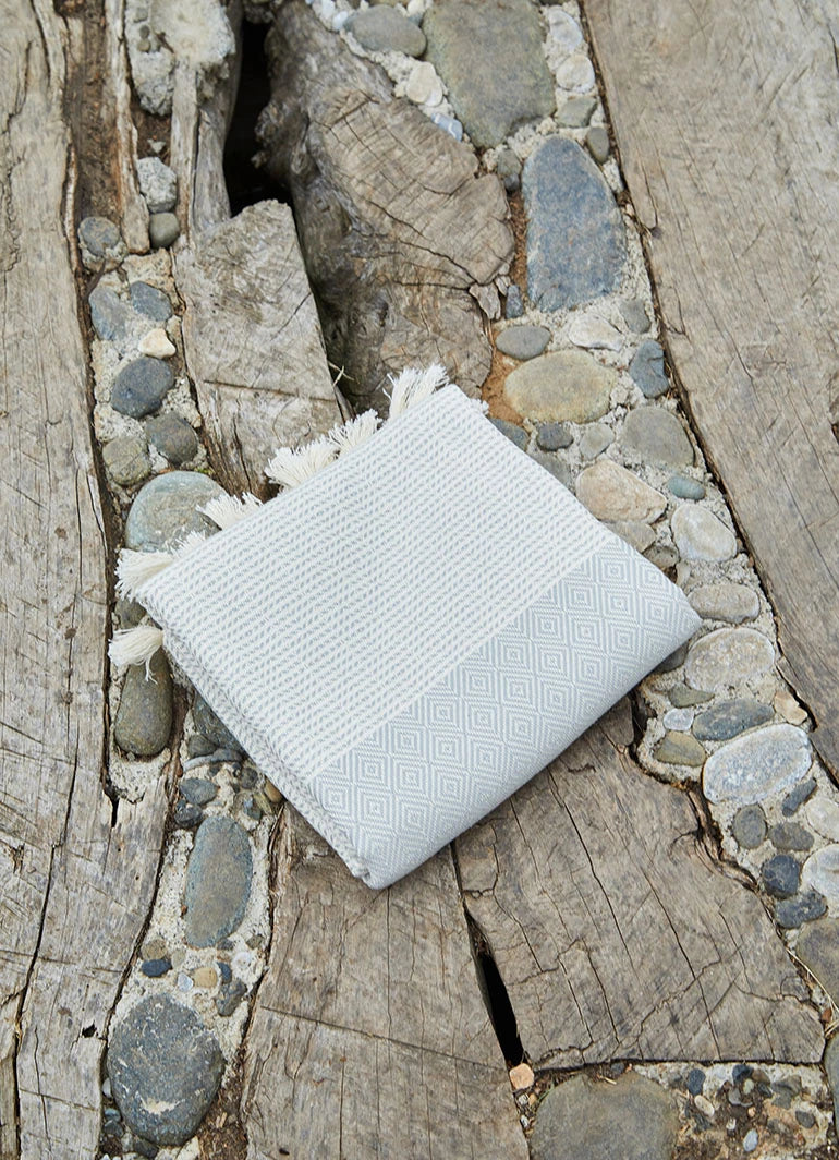 Striped Diamond Pattern Hammam Towel Gray