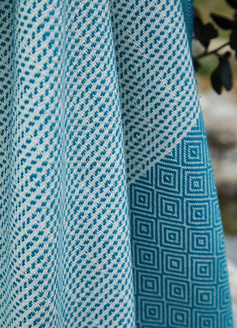 Striped Diamond Pattern Hammam Towel Petrol
