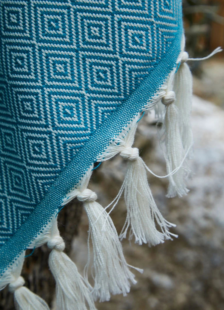 Striped Diamond Pattern Hammam Towel Petrol