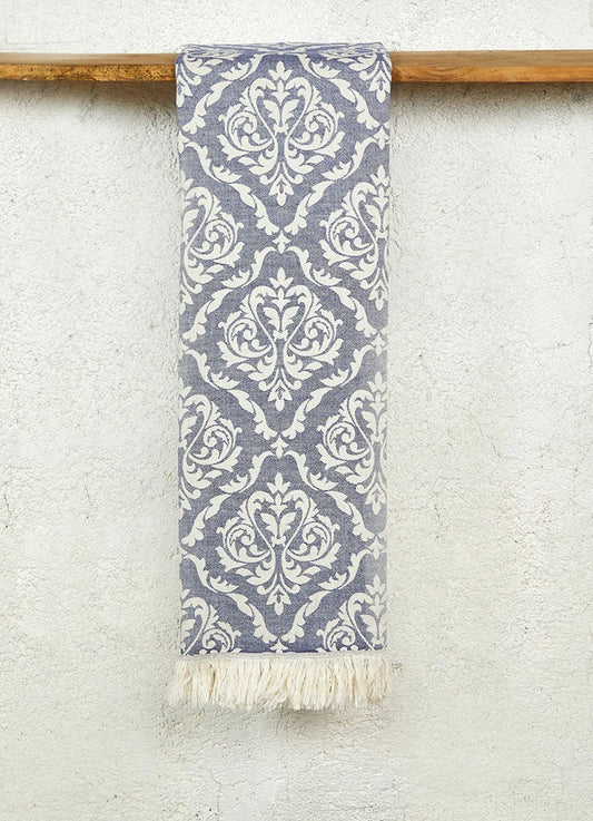 Ethnic Pattern Hammam Towel Dark Blue
