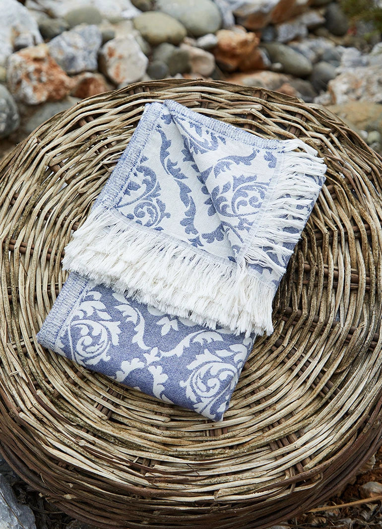 Ethnic Pattern Hammam Towel Dark Blue