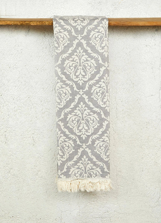 Ethnic Pattern Hammam Towel Gray