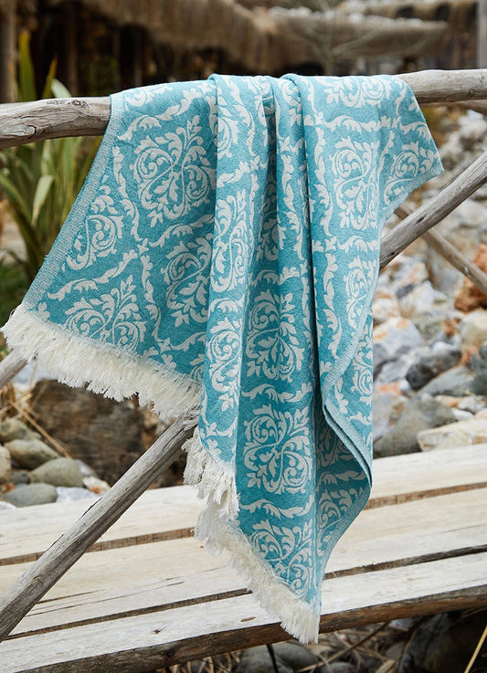 Ethnic Pattern Hammam Towel Petrol