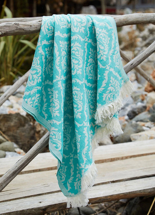 Ethnic Pattern Hammam Towel Turquoise