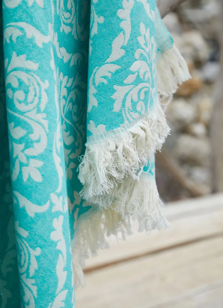 Ethnic Pattern Hammam Towel Turquoise
