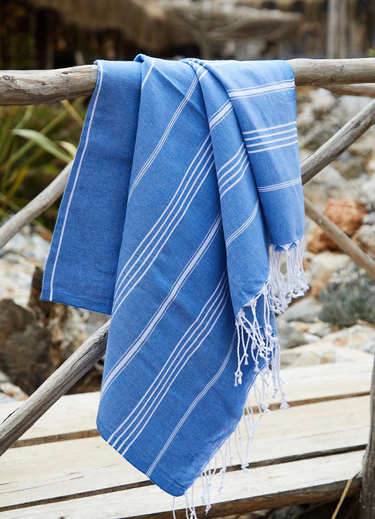 Classic Pattern Light Hammam Towel Blue