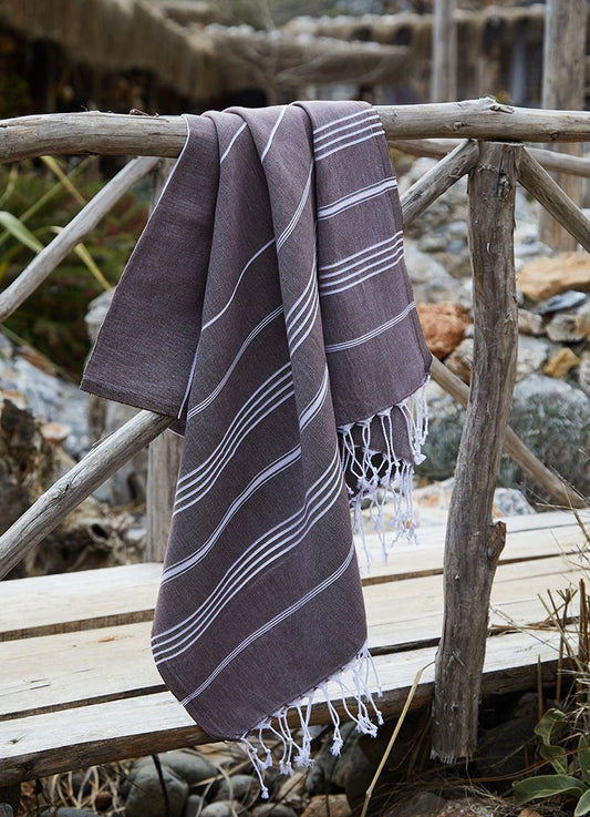 Classic Pattern Light Hammam Towel Brown