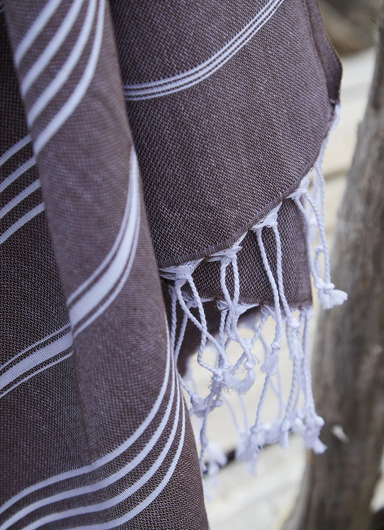 Classic Pattern Light Hammam Towel Brown