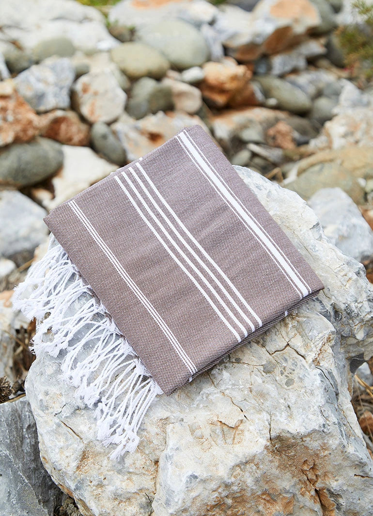 Classic Pattern Light Hammam Towel Brown