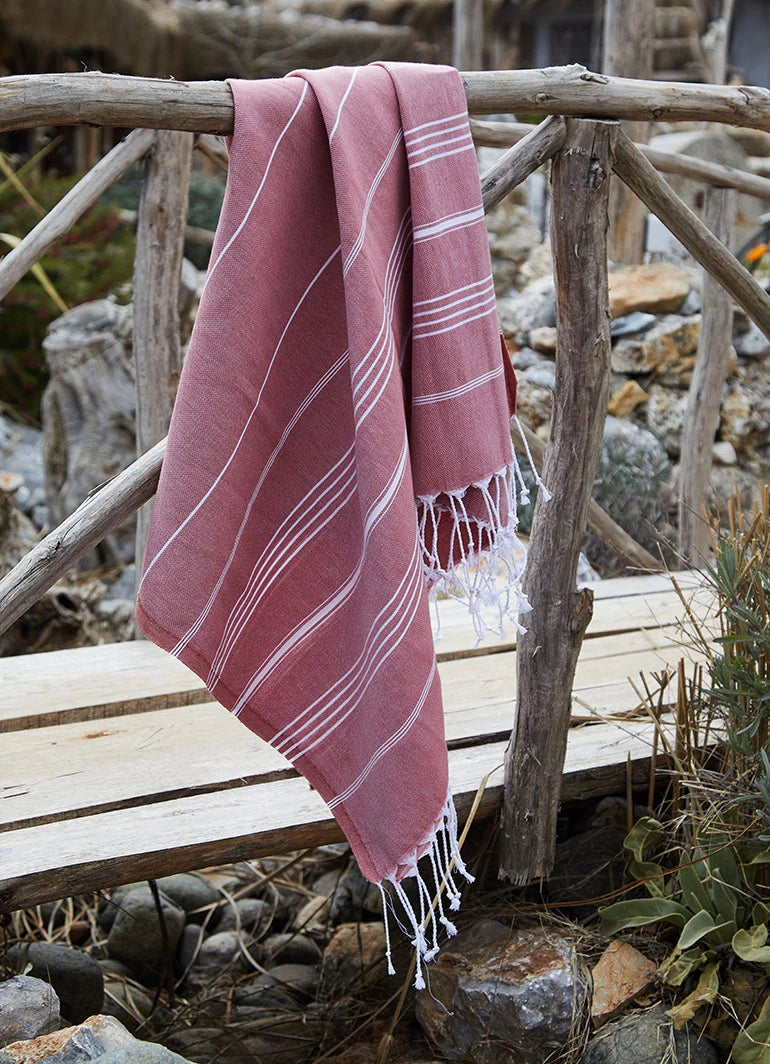 Classic Pattern Light Hammam Towel Burnt Orange