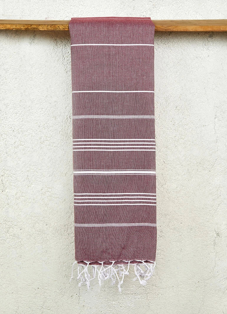 Classic Pattern Light Hammam Towel Dark Red