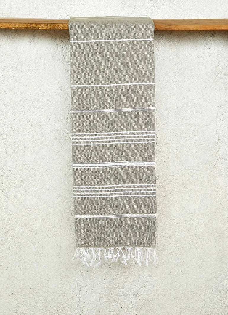 Classic Pattern Light Hammam Towel Gray