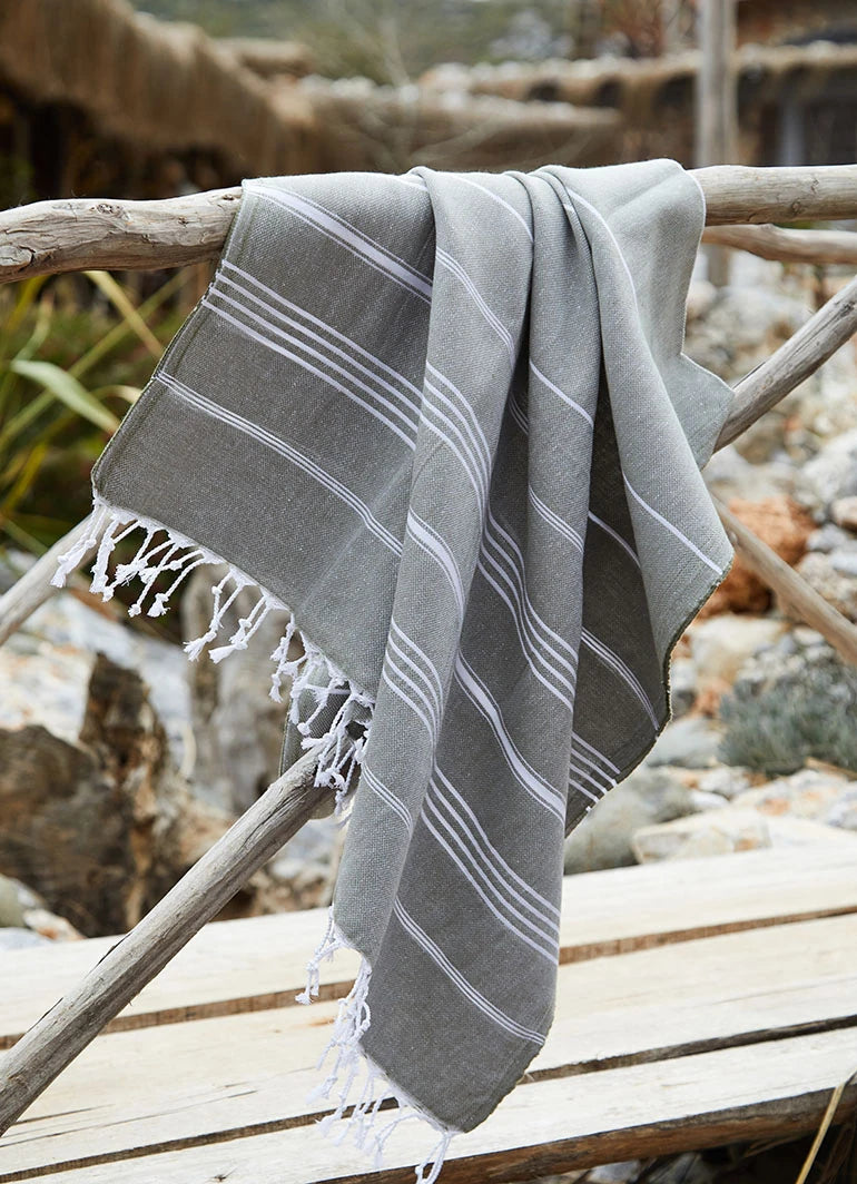 Classic Pattern Light Hammam Towel Gray