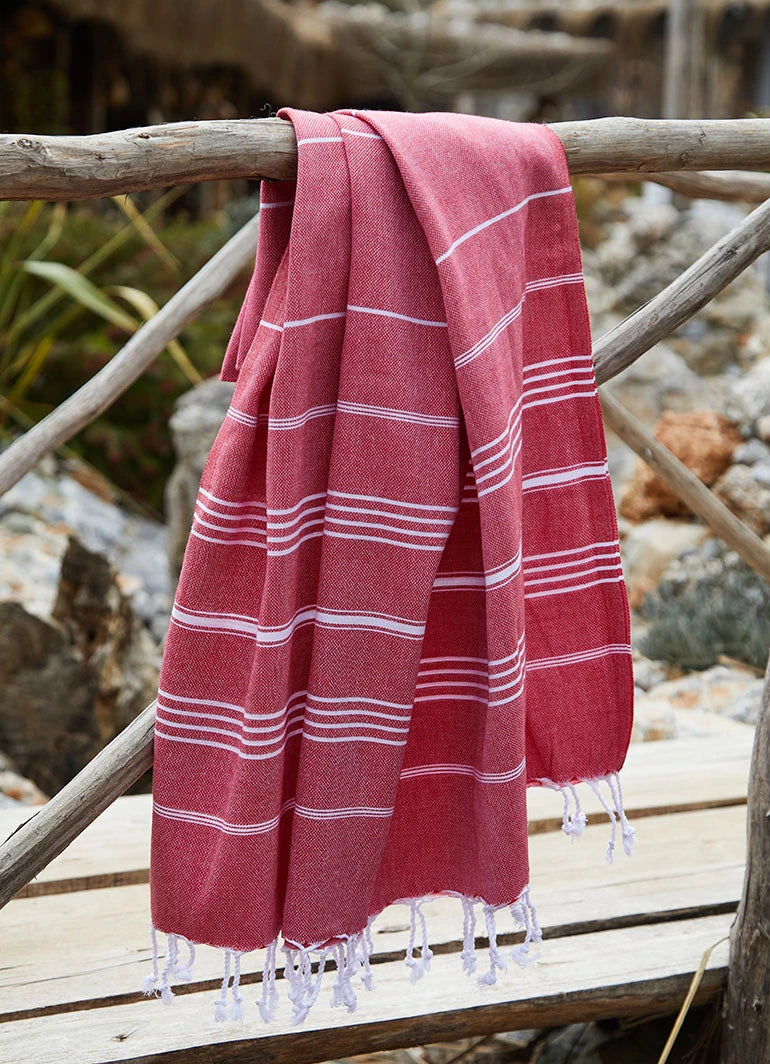 Classic Pattern Light Hammam Towel Red