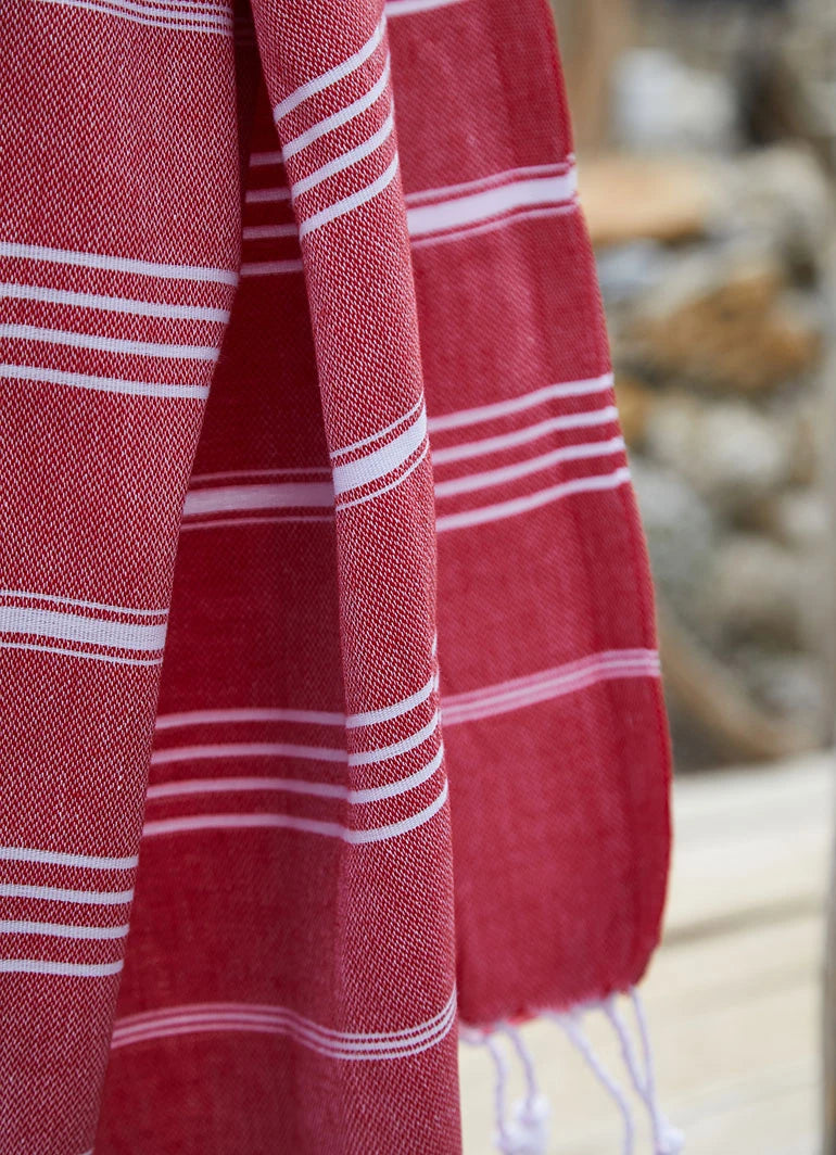 Classic Pattern Light Hammam Towel Red