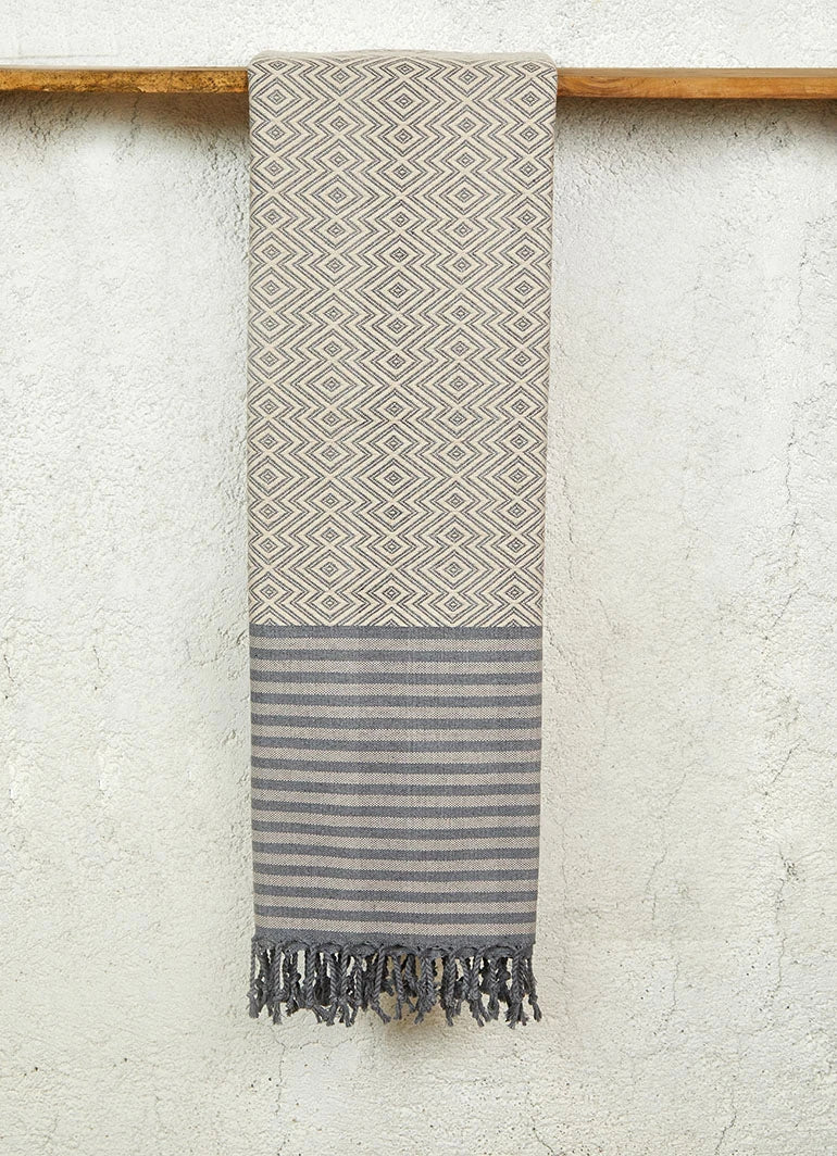 Tribal Pattern Hammam Towel Beige