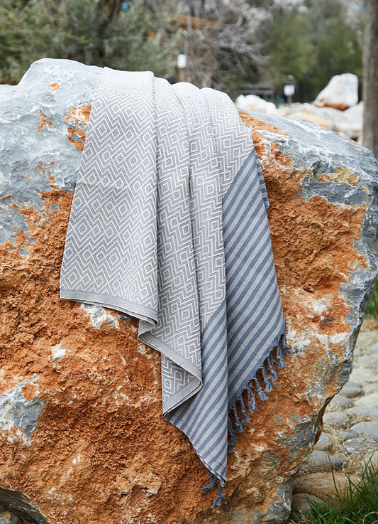 Tribal Pattern Hammam Towel Beige