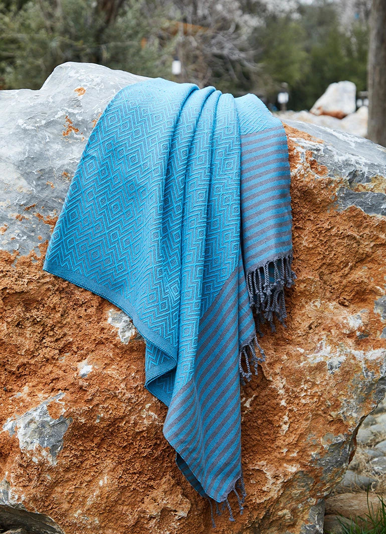 Tribal Pattern Hammam Towel Blue