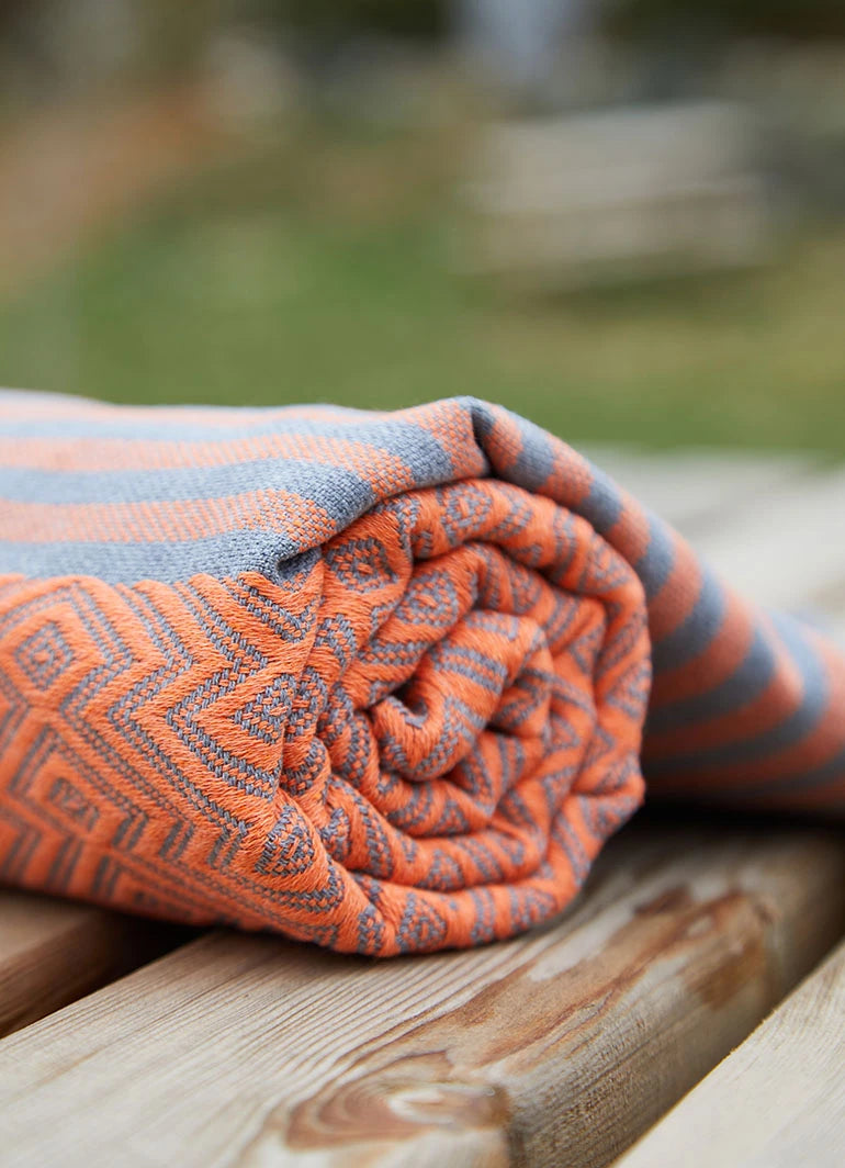 Tribal Pattern Hammam Towel Orange