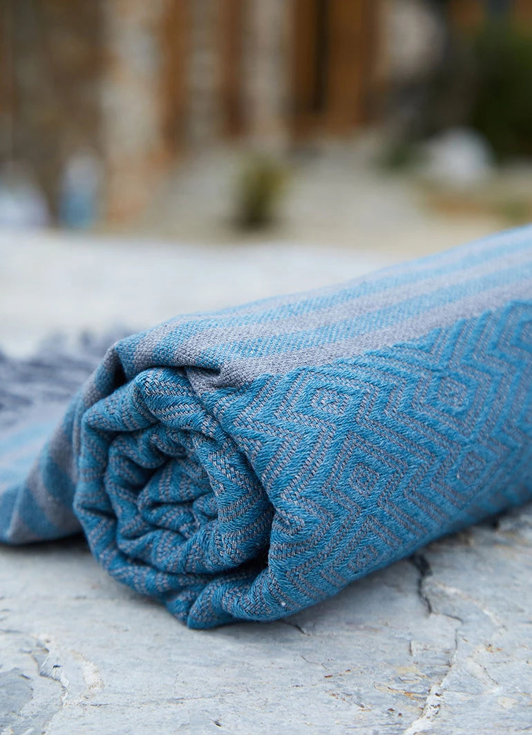 Tribal Pattern Hammam Towel Petrol