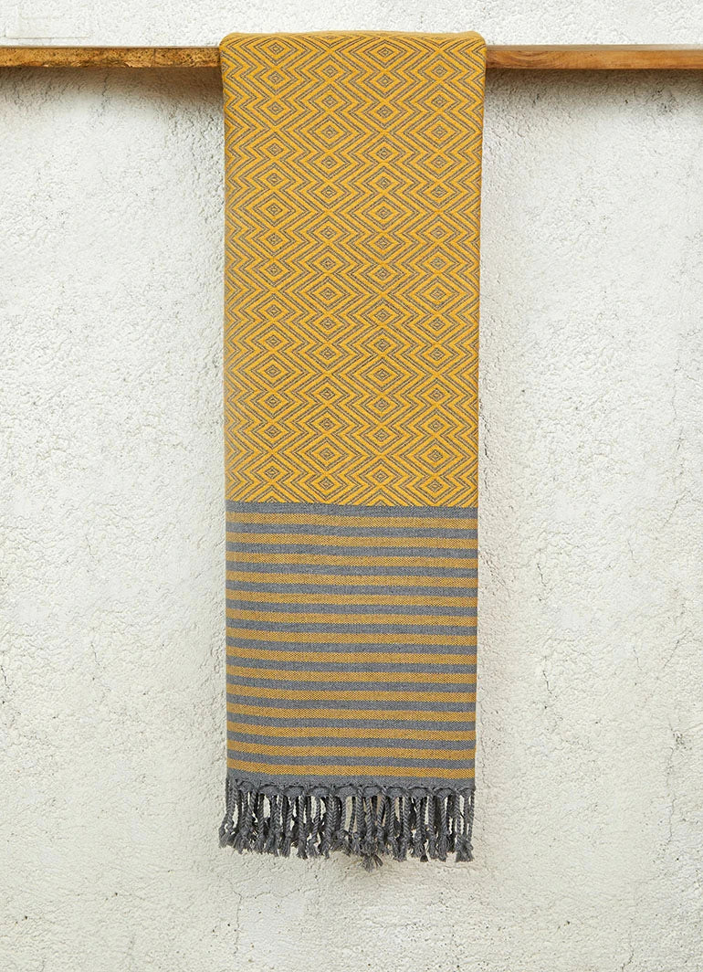 Tribal Pattern Hammam Towel Yellow