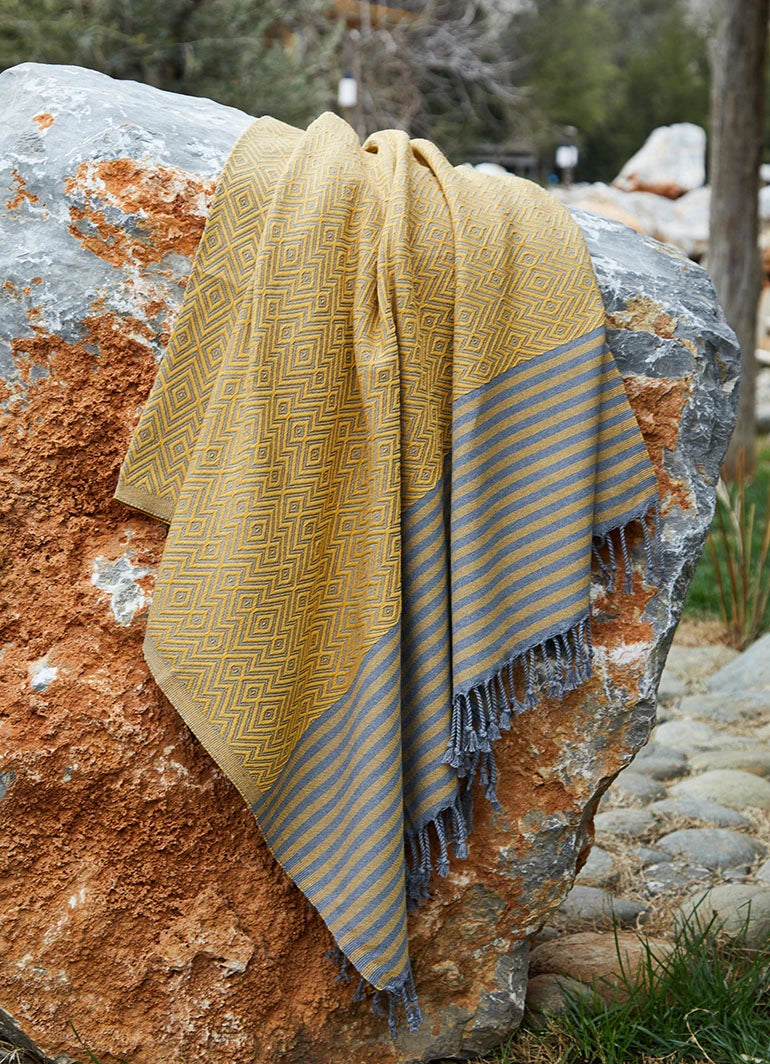 Tribal Pattern Hammam Towel Yellow