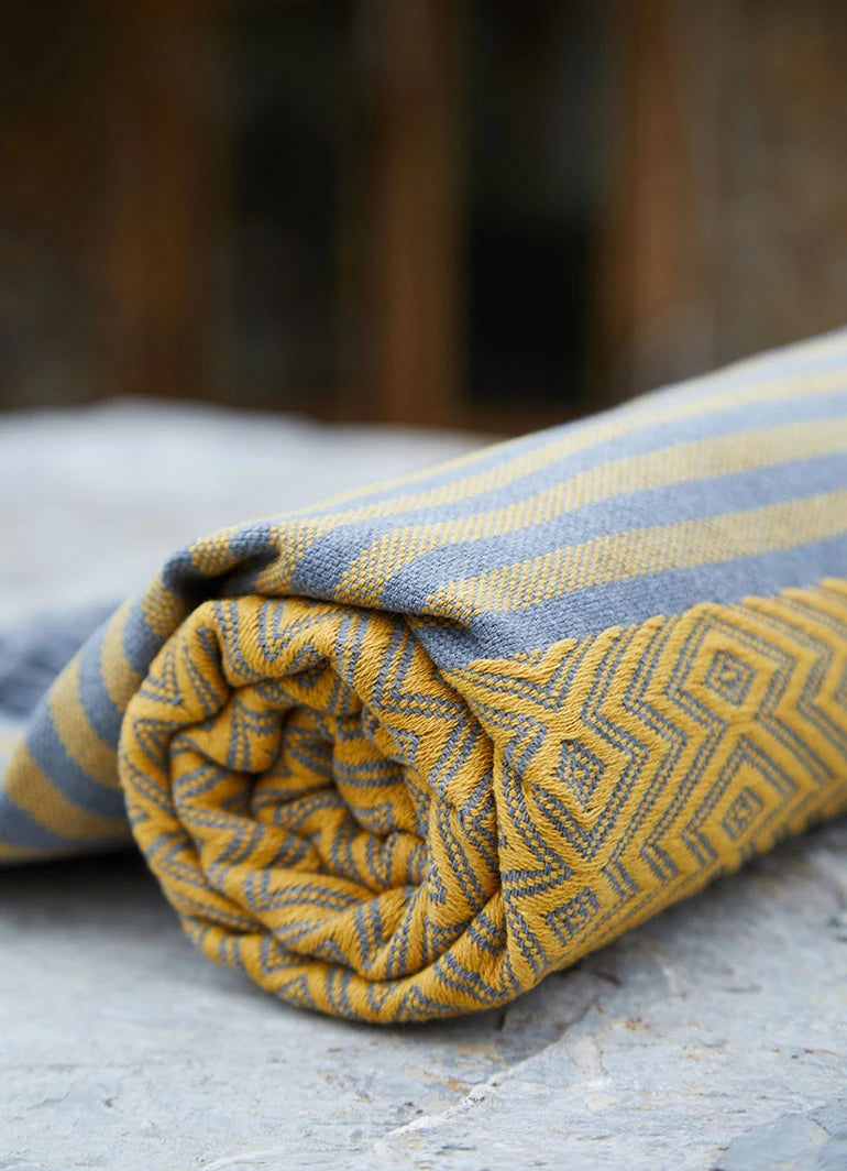Tribal Pattern Hammam Towel Yellow