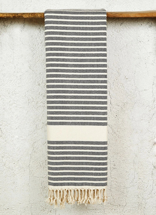 Striped Hammam Towel Black