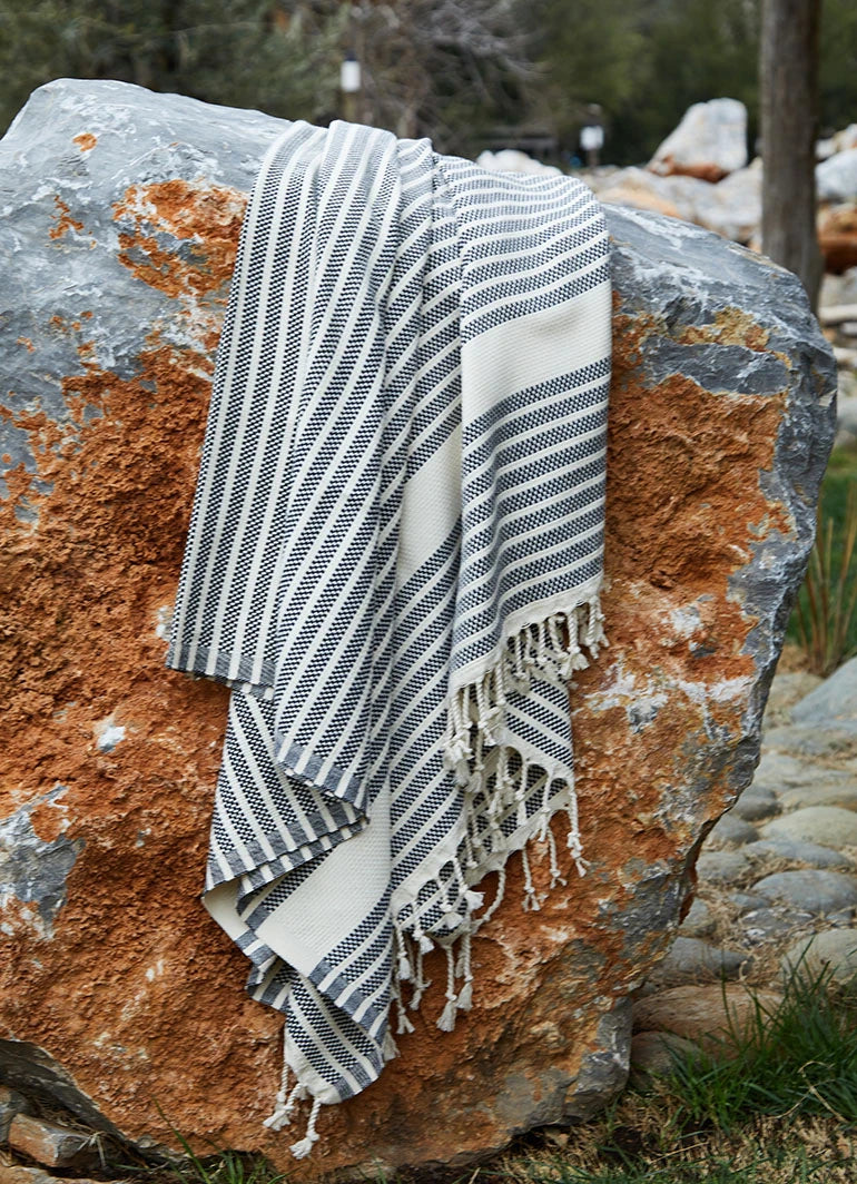Striped Hammam Towel Black