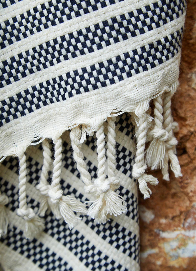 Striped Hammam Towel Black