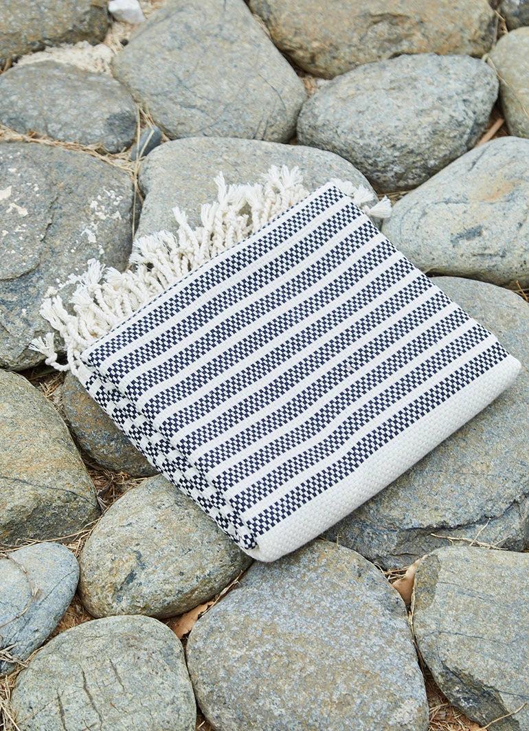 Striped Hammam Towel Black