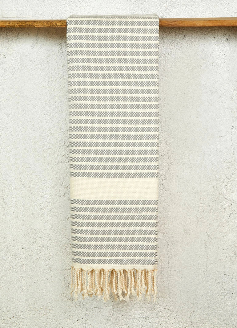 Striped Hammam Towel Gray