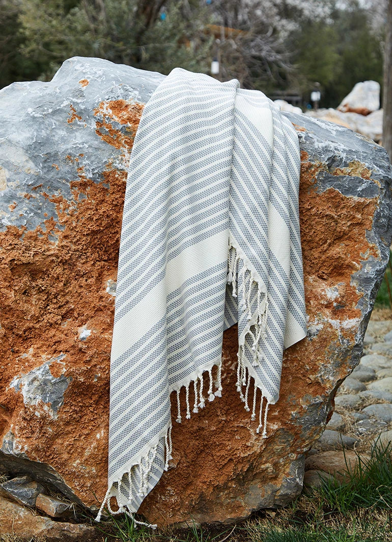 Striped Hammam Towel Gray