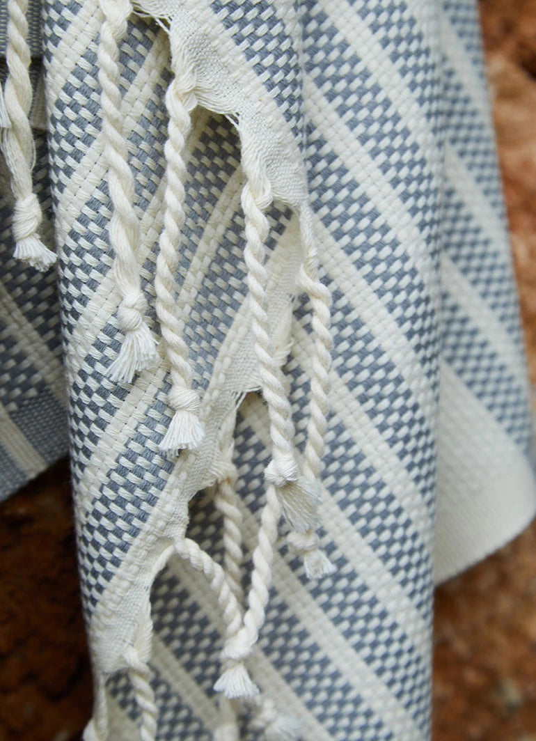 Striped Hammam Towel Gray