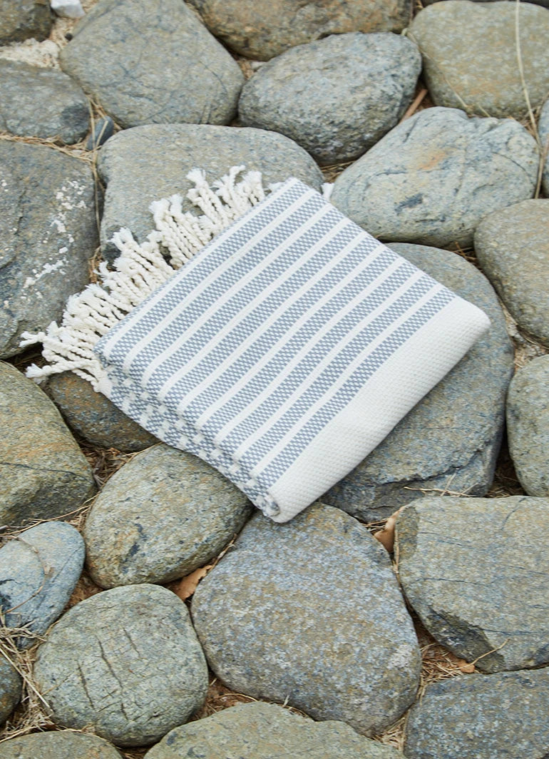 Striped Hammam Towel Gray