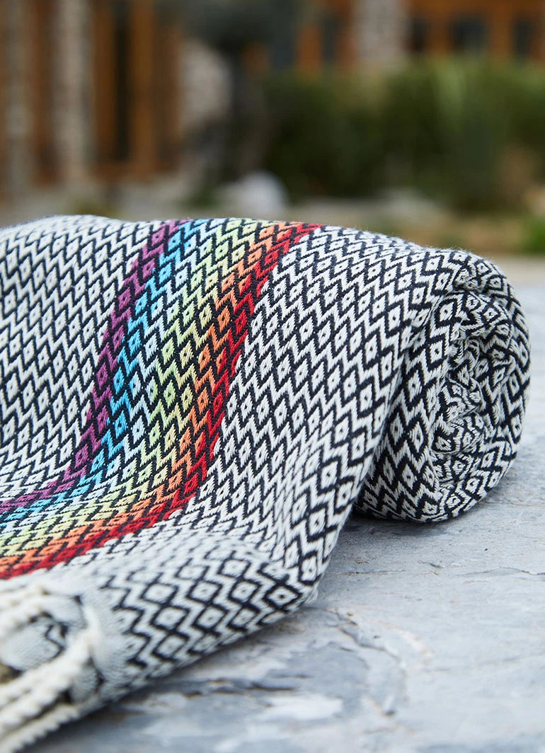 Rainbow Hammam Towel Black