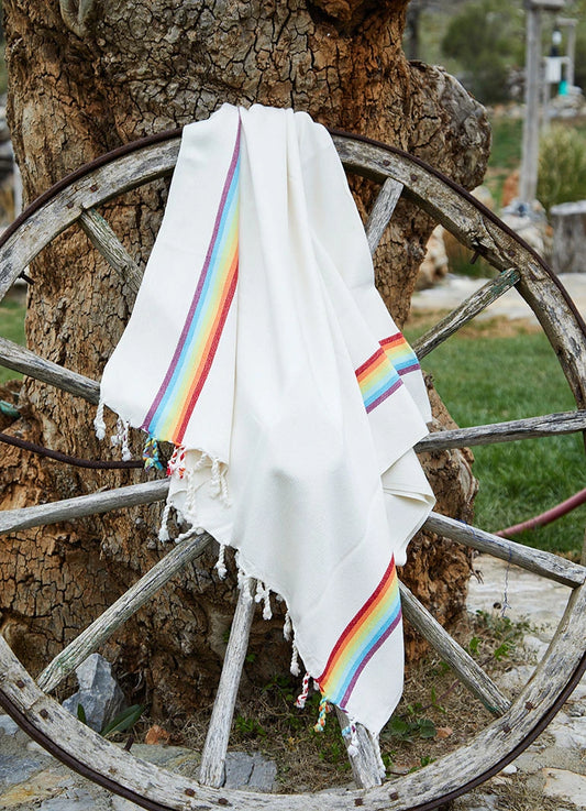 Rainbow Bamboo Hammam Towel Beige