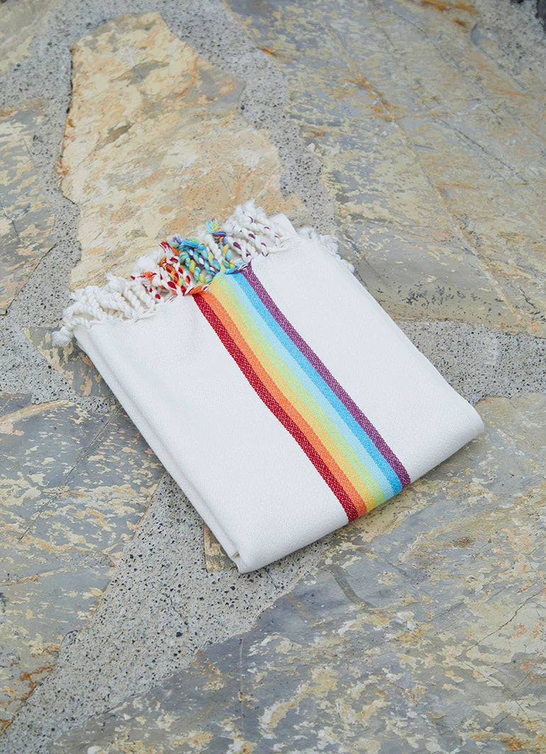 Rainbow Bamboo Hammam Towel Beige